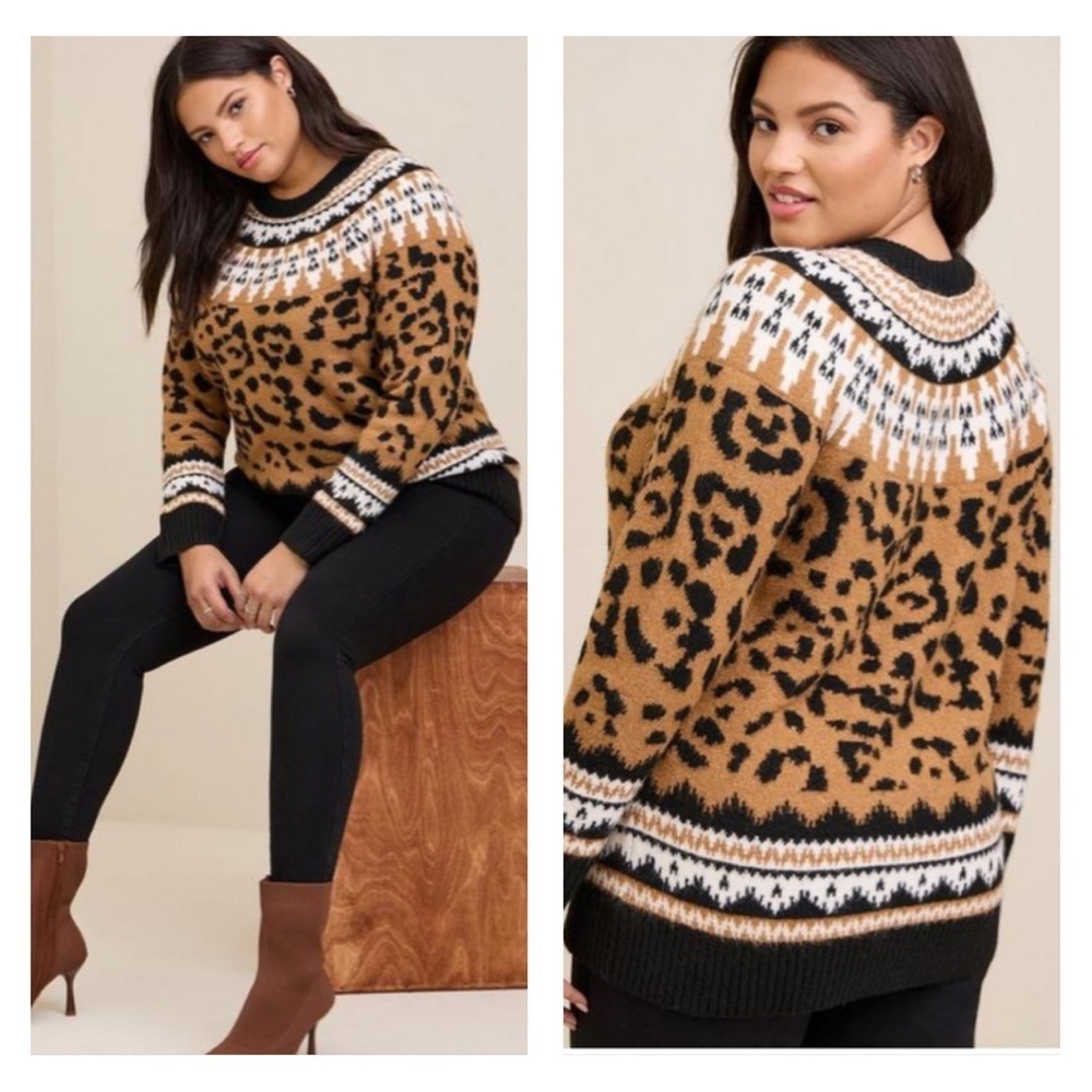 Torrid vegan cashmere leopard sweater 1X